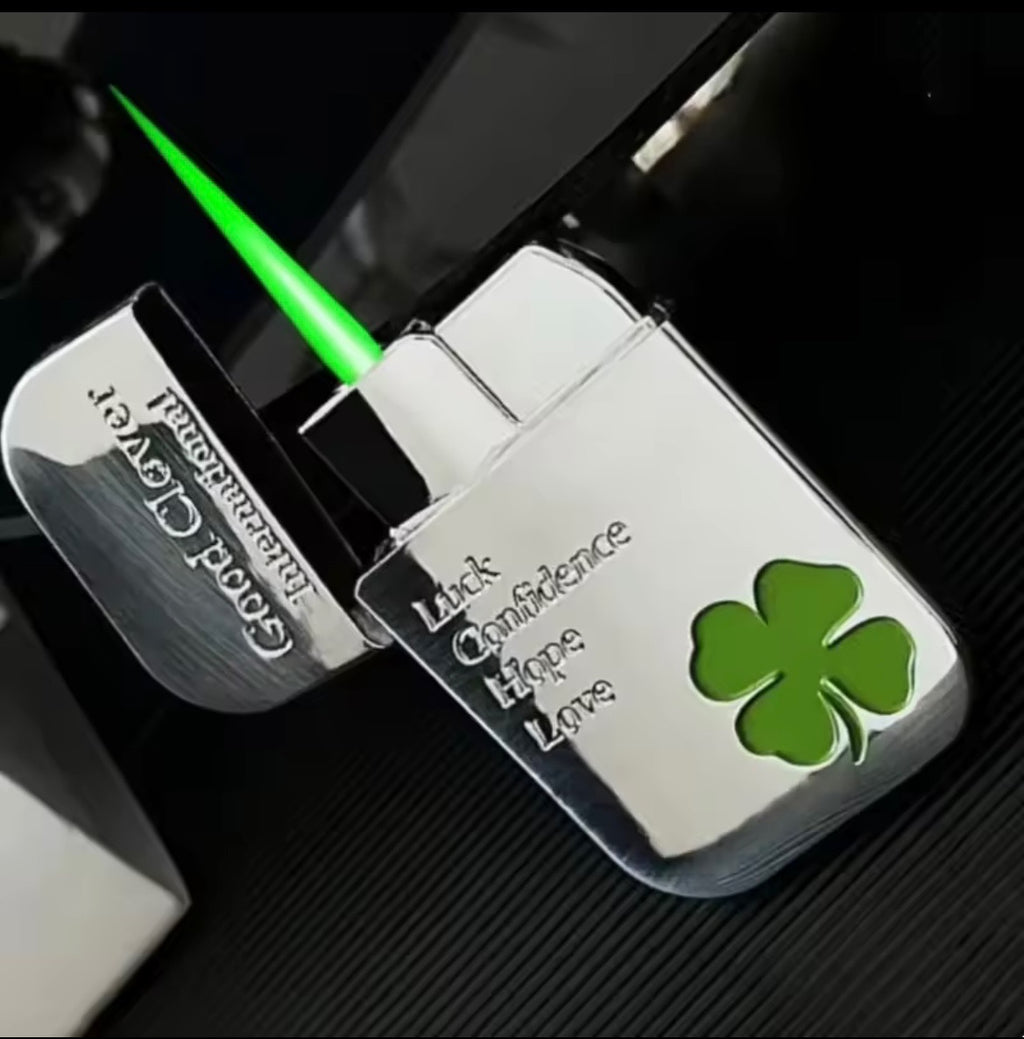 Silver 4 Leaf Clover Lucky Lighter